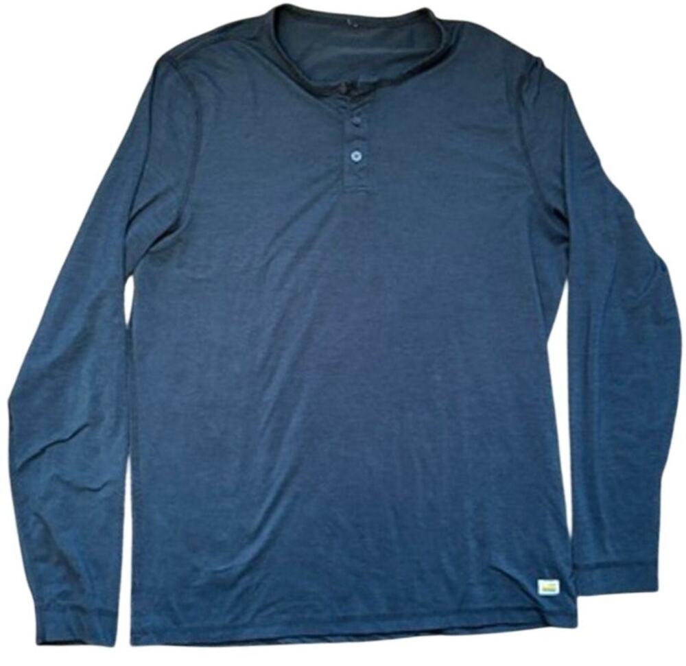 Vuori Men's Long Sleeve Performance Henley Shirt Dark Heather Navy Large